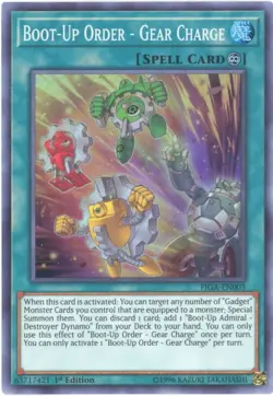 3 x Yu-Gi-Oh Card - FIGA-EN003 - BOOT-UP ORDER - GEAR CHARGE (super rare) -NM/M - Image 1