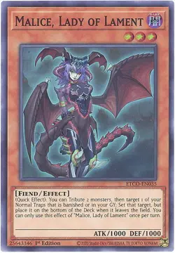 3 x Yu-Gi-Oh Card - ETCO-EN035 - MALICE, LADY OF LAMENT (super rare holo) - NM/M - Image 1