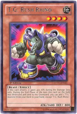 3 x Yu-Gi-Oh Card - EXVC-EN021 - T.G. RUSH RHINO (rare) - NM - Image 1
