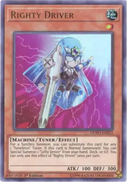 3 x Yu-Gi-Oh Card - DUPO-EN032 - RIGHTY DRIVER (ultra rare holo) - NM - Image 1