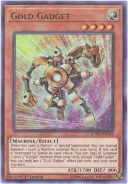 3 x Yu-Gi-Oh Card - DUPO-EN043 - GOLD GADGET (ultra rare holo) - NM - Image 1