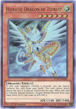 3 x Yu-Gi-Oh Card - DUPO-EN080 - HIERATIC DRAGON OF TEFNUIT (ultra rare holo) NM - Image 1