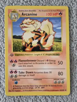 Pokemon 1999 1st Edition Arcanine Base Set Shadowless #23/102 Very High Grade - Image 2