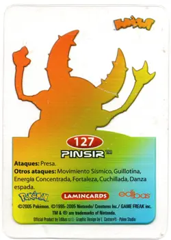 PINSIR #127 LAMINCARD COLECCION POKEMON LAMINCARDS 2005 EDIBAS (USADA) - Image 2