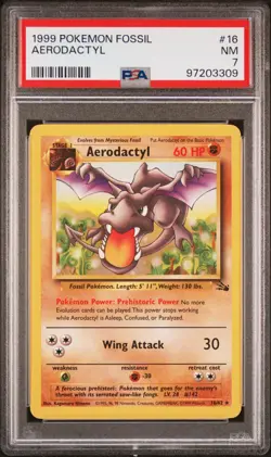 PSA 7 Near-Mint (NM) - Aerodactyl - Pokemon Fossil 1999 WOTC, # 16/62 - Image 1