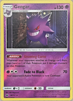 Gengar Crimson Invasion Reverse Holo Rare 38/111 2017 Pokemon TCG Near Mint - Image 1