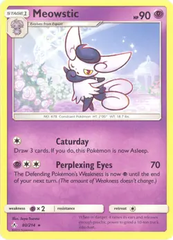 3 x Pokemon Card - Sun & Moon Unbroken Bonds 80/214 - MEOWSTIC (rare) - NM/M - Image 1