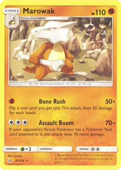 3 x Pokemon Card - Sun & Moon Unbroken Bonds 91/214 - MAROWAK (rare) - NM/M - Image 1