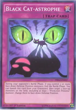 3 x Yu-Gi-Oh Card - DRL2-EN037 - BLACK CAT-ASTROPHE (super rare holo) - NM/Mint - Image 1