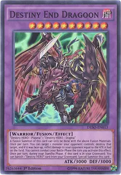 3 x Yu-Gi-Oh Card - DESO-EN013 - DESTINY END DRAGOON (super rare holo) - NM/Mint - Image 1