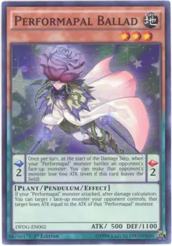 3 x Yu-Gi-Oh Card - DPDG-EN002 - PERFORMAPAL BALLAD (super rare holo) - NM/M - Image 1