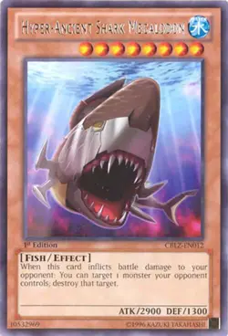 3 x Yu-Gi-Oh Card - CBLZ-EN012 - HYPER-ANCIENT SHARK MEGALODON (rare) - NM/M - Image 1