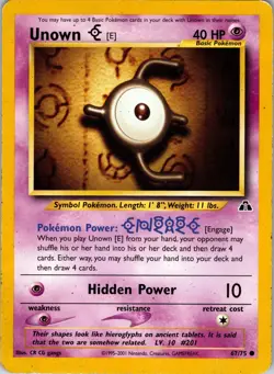 Unown [E] 67/75 Neo Discovery Regular Common MP Vintage Pokemon Card 2001 - Image 1