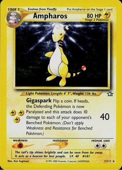 Ampharos 1/111 Neo Genesis Holo Rare Vintage Pokemon Card - Image 1