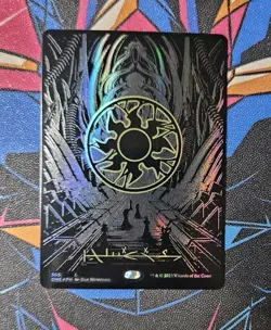Plains NM Phyrexian Full Art Oil Slick Raised Foil MTG Phyrexia All Will Be One - Image 1