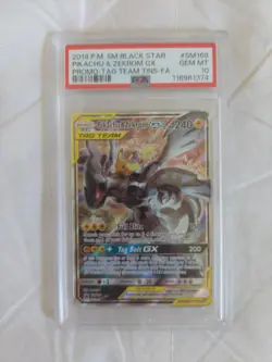 2019 Pikachu & Zekrom GX SM168 Pokemon Tag Team Sun Moon Promo Holo PSA 10 - Image 1