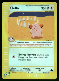 2003 Heavily Played Pokemon Cleffa 48/144 Skyridge Reverse - Image 1