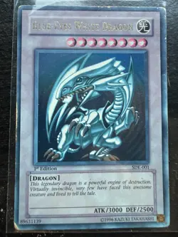 YuGiOh Blue-Eyes White Dragon SDK-001 Starter Deck Kaiba 1st Edition Sun Fade HP - Image 1
