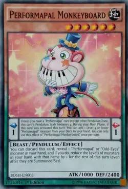 BOSH-EN003 PERFORMAPAL MONKEYBOARD COMMON 1ST EDITION YuGiOh CARD - Image 1