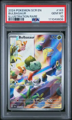 2024 POKEMON SCR EN-STELLAR CROWN ILLUSTRATION RARE #143 BULBASAUR PSA 10 - Image 1