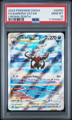 2023 POKEMON SWORD & SHIELD CROWN ZENITH #GG50 FULL ART/DARKRAI VSTAR PSA 10 - Image 1