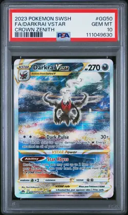 2023 POKEMON SWORD & SHIELD CROWN ZENITH #GG50 FULL ART/DARKRAI VSTAR PSA 10 - Image 1