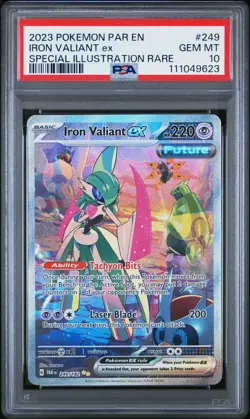 2023 POKEMON PAR EN-PARADOX RIFT #249 IRON VALIANT EX PSA 10 - Image 1