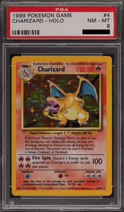 1999 POKEMON GAME #4 CHARIZARD HOLO PSA 8 NM-MT - Image 1