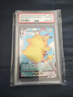 2021 POKEMON CELEBRATIONS SURFING PIKACHU VMAX FULL ART 009/025 PSA 10 GEM MINT - Image 1
