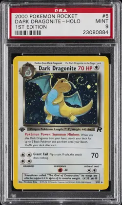 2000 POKEMON ROCKET 1ST EDITION #5 DARK DRAGONITE-HOLO PSA 9 - Image 1