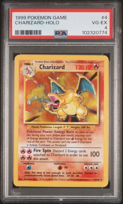 1999 POKEMON BASE SET UNLIMITED #4 CHARIZARD-HOLO PSA 4 - Image 1
