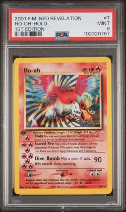 2001 POKEMON NEO REVELATION 1ST EDITION #7 HO-OH-HOLO PSA 9 - Image 1
