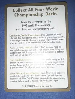 MTG World Championship Deck Matt Linde 1999 tokyo Magic The Gathering ULTRA RARE - Image 2