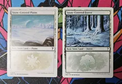 Snow-Covered Plains + Forest NM White Border MTG Mystery Booster 2 Unplayed - Image 1