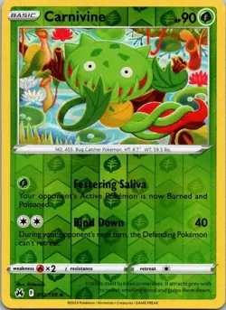 Carnivine Crown Zenith #012/159 Uncommon Reverse Holo Pokemon LP - Image 1