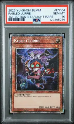2025 PSA 10 YUGIOH BLMM STARLIGHT RARE FABLED LURRIE 💫 POP 1 💫 - Image 1