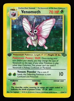 Venomoth 13/64 Holo Rare 1st Edition Jungle Pokemon Card - Image 1