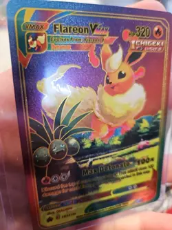 Flareon Vmax Rainbow Foil Fan Art Vinyl Textured Collector Card SWSH180 - Image 3