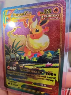 Flareon Vmax Rainbow Foil Fan Art Vinyl Textured Collector Card SWSH180 - Image 4