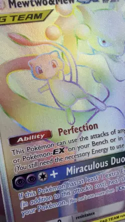 Pokemon Mewtwo & Mew Tag Team GX Holo Card Unified Minds 242/236 Secret Rare - Image 2