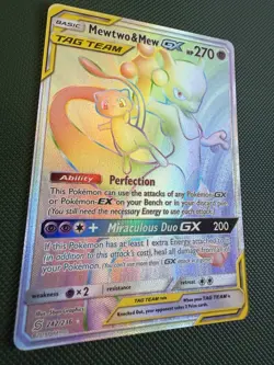 Pokemon Mewtwo & Mew Tag Team GX Holo Card Unified Minds 242/236 Secret Rare - Image 3