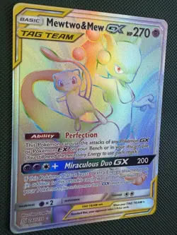 Pokemon Mewtwo & Mew Tag Team GX Holo Card Unified Minds 242/236 Secret Rare - Image 4