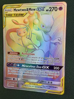 Pokemon Mewtwo & Mew Tag Team GX Holo Card Unified Minds 242/236 Secret Rare - Image 5
