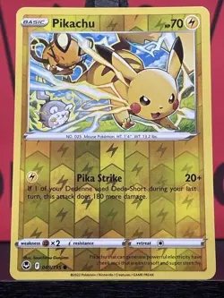Pikachu 049/195 Silver Tempest Reverse Holo Common Pokemon TCG 2022 NM - Image 3