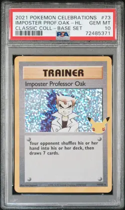 2021 Pokemon Celebrations Classic Collection #73 Imposter Prof Oak PSA 10 250001 - Image 1