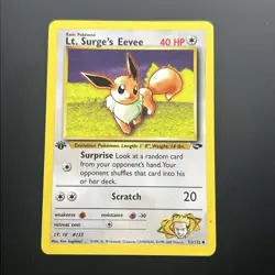 Pokemon TCG LT. Surge's Eevee 1st Edition 51/132 Gym Challenge Uncommon LP - Image 1