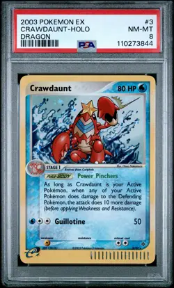 2003 POKEMON EX DRAGON #3 CRAWDAUNT-HOLO PSA 8 - Image 1
