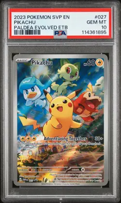 2023 POKEMON SVP EN-SV PALDEA EVOLVED ETB PROMO #027 PIKACHU PSA 10 - Image 1