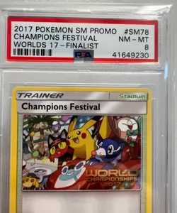 Worlds 2017 Champion Festival CHAMPION Card PSA 8 *POP 6* English Pokemon SM78 - Image 2