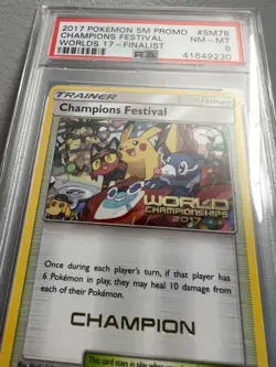 Worlds 2017 Champion Festival CHAMPION Card PSA 8 *POP 6* English Pokemon SM78 - Image 3